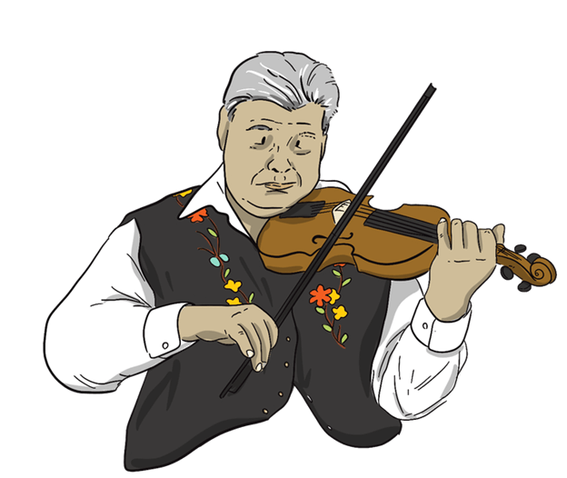 A piece of art by Leah Marie Dorion made with mosaics shows two Indigenous women facing each other with their hair blowing out behind them. There is a sun with butterflies in the centre, and snakes underneath the ground.